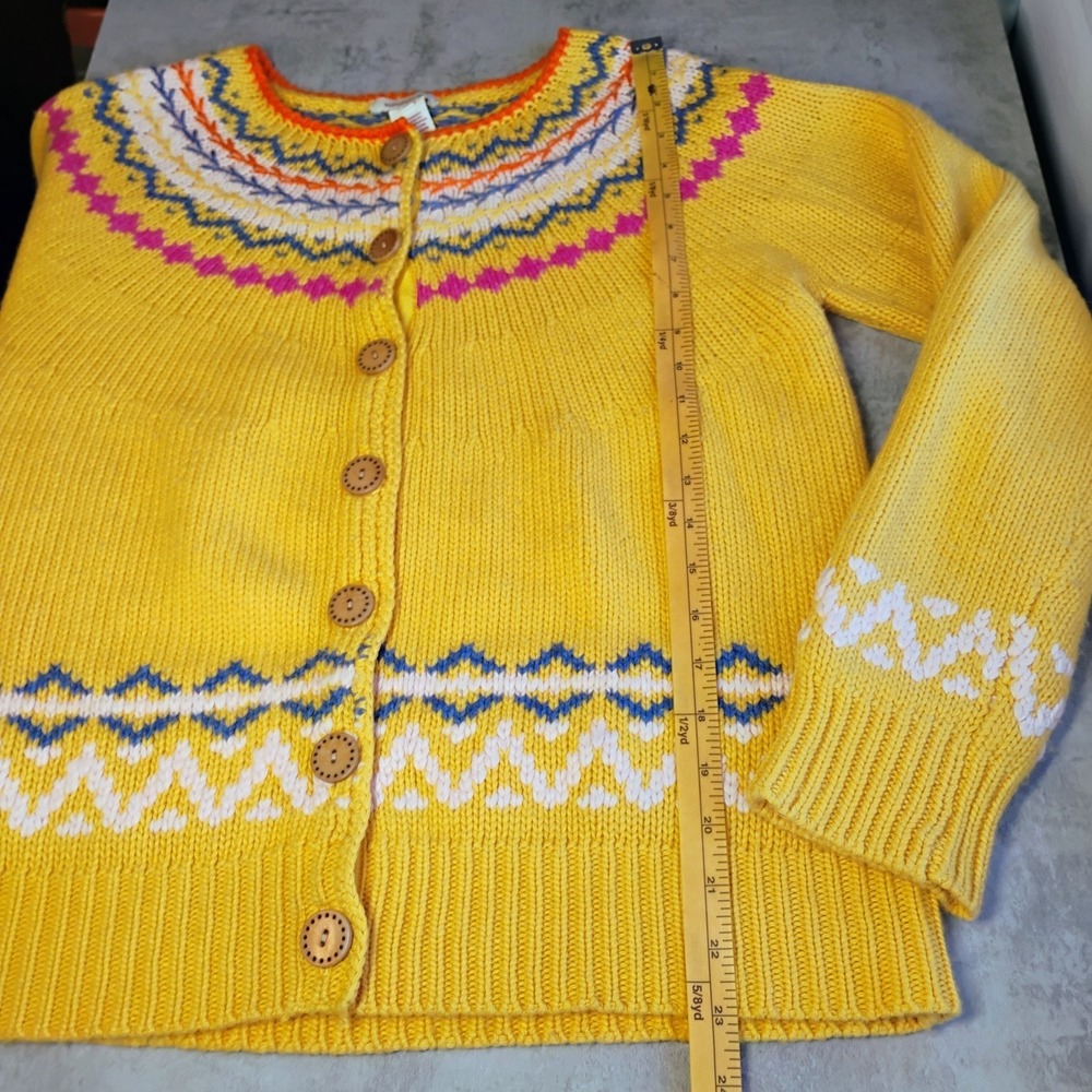 Sundance Cardigan Sweater Womens M Wool Cashmere Blend Yellow Fair Isle Nordic - Picture 8 of 9